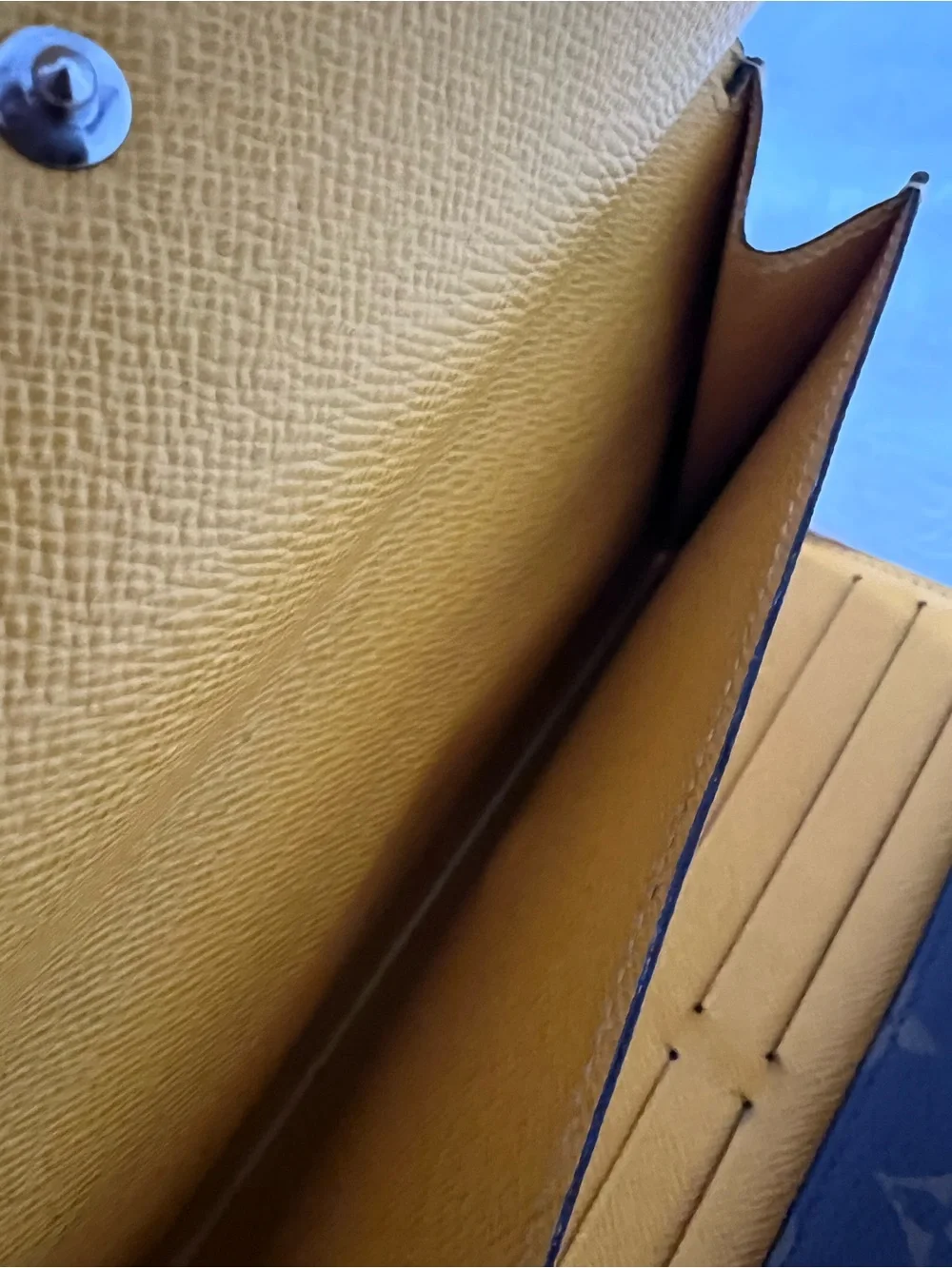 Louis Vuitton Monogram Long Wallet, Silver Hardware, Yellow Epi Leather